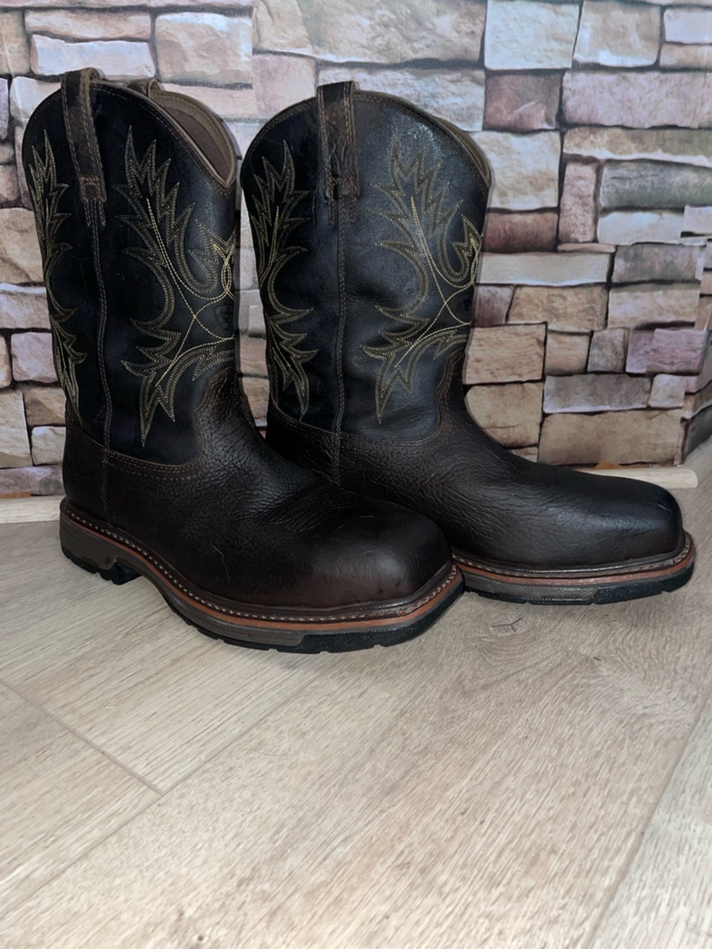 Ariat Dark Brown Leather Western Work Boots